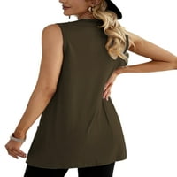 Luxplum ženske majice rezervoar za vrat tenkovi od pune boje Ljeto Top Boho tee odmor Vojska zelena XL