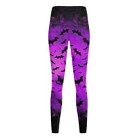 Žene Halloween Print High Squik gamaše za hlače za jogu koja radi svakodnevno fitness ljubičasta