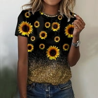 Ženske košulje Žene kontrast Leopard Ispis posada Crta Majica Dnevni ljetni kratki rukav Ispiši majice