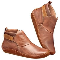Sandale žene Vintage kožne čizme ravne vodootporne zimske okrugle cipele za gležnjače cipele za žene