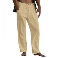 Edvintorg muške hlače nove posteljine hlače za crtanje elastične čvrste boje labave ležerne pantalone
