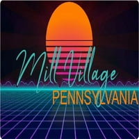 Mill Village Pennsylvania Vinil Decal Stiker Retro Neon Design