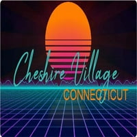 Cheshire Village Connecticut Vinil Decal Stiker Retro Neon Dizajn