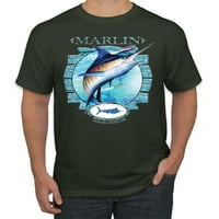 Plava Marlin Fish Muška grafička majica, šumska zelena, 3xl