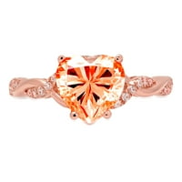 2.1ct Heart Cred Crveni simulirani dijamant 18k ružičasta ruža GOLD graviranje Izjava bridalne godišnjice Angažman Vjenčana prstena veličine 6.5