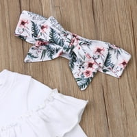 Listenwind Girls cvjetni odijelo Toddler Baby Girl Ruffled Top cvjetne hlače sa cvjetnim lukom + traka