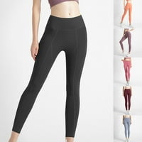 Tenjioio Womens Workout Clearence Solid Boja Visoki struk Podizanje dizanja u fitness uski joga hlače