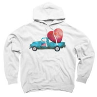 Vintage kamion Heart Valentines Dan Crna grafika pulover Hoodie - Dizajn od strane ljudi 2xl