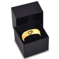 Tungsten cvjetni srčani prsten za muškarce Žene Udobnost FIT 18K žute zlatne kupole Polirano