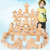 Dječji drveni građevinski blok set dvorac blokira prirodno drvo za slaganje drva Edukativna igračka