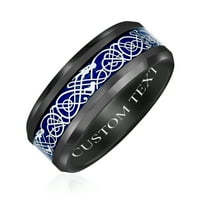 Tamno plava crna dva tona Celtic Knot Dragon Inlay Parovi Titanium vjenčani prstenovi za muškarce za