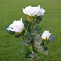 VikakioOze glava bijela ruža cvijet solarna svjetlost LED ukrasna vanjska lampa za lavinu