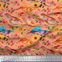Soimoi crvena pamučna proizvodna tkanina točka, suncokret i američki robin ptičji tkanini otisci dvorišta široko