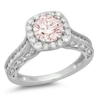 2.7ct okrugli rez ružičasti simulirani dijamant 18k Bijelo zlato ugraviranje izjava bridalna godišnjica Angažman vjenčanje halo prstena veličine 9.5
