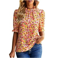 Lopecy-Sta bluze za žene Dressy Casual Božićni poklon Ženska modna ljetna okrugla vrat Leisure Flower Print Tops Pink Ušteda