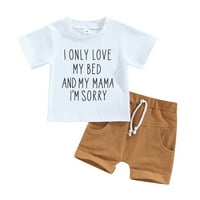 TODDLER Baby Boy Summer Odeća, majica s kratkim rukavima, majica + valjani kratki kratkih hlača, 0-