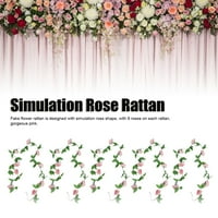 Simulacija Rose Rattan, ružičasta ruža lažni cvijet rattana elegantna toplotna ruža ukrasna za ured