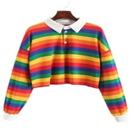 Glonme dame obrezane labave polovine u boji blok dnevnog odjeća za pulover dolje Loungewear majica TEE
