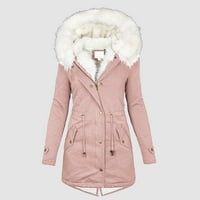 Dyfzdhu Women Plus Veličina Zimski kaput Fluffy ovratnik jakna s dugim rukavima podstavljena obložena