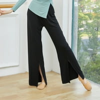 Brglopf ženske visoke elastične struke čvrste hlače široka noga navodna strana podijeljena duga hlače