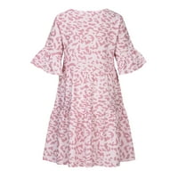 Ljetne haljine za žensko čišćenje kratkih rukava V-izrez Džepne džepske haljine za žene ruffles opremljena