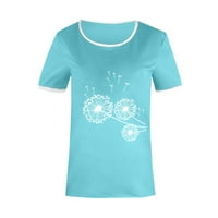 Žene ljetne tunike vrhovi plaže cvjetni ispis O-izrez labav majica kratkih rukava Top bluza Pulover