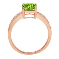 2.7ct Asscher Cut Green Prirodni peridot 14K ružičasti ružičasto zlato Graviranje Izjava bridalne godišnjice Angažovanje vjenčanog prstena veličine 9.5