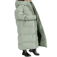 Ženska zima topli casual dugačak kaput čvrsta boja dugih rukava s kapuljačom s kapuljačom