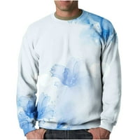 Muški trendy duks gradijent boja Print s dugih rukava Crewneck Loose Ležerne prilike pulover dukseve