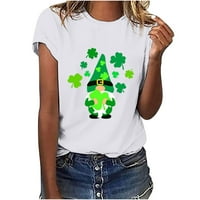 Rollbacks Ženska košulja St.Patricki Cluver Steant Elf Graphic Print Pulover Cosy Casual Tops Okrugli majica Lucky Green Day Pokloni za žene Bijela XXL