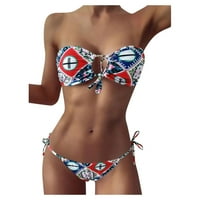 Side Boho kravata za plažu za plažu Bikini kupaći kostim Geometrijski bandeau stilu ženske kupaće kostimi