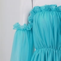 IOPQO midi haljine za žene s ramena haljina ruffle mrežama visoke struk labave ležerne vjenčanice ljetne