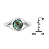 Mysticl Evil Eye w Abalone Shell Inlay Sterling Silver Ring - 6