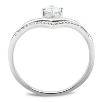 DA - visoki polirani prsten od nehrđajućeg čelika sa AAA CRATE CZ u čistioj veličini 9