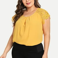 Ljetni vrhovi ramena cvjetna majica O-izrez Solid Color Fashion Čipka ženske grafičke majice Vintage