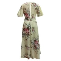Wendunide haljine za žene plus veličine vrata za zabavu kratki rukav Boho Print ženska cvjetna haljina