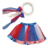 Taqqpue 4. jula Djevojka Outfits Američke suknje za zastave sa pozabanom za glavu Set Dečiji dan za
