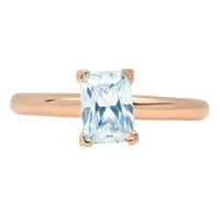 1ct smaragdni rez plavi simulirani dijamant 14k ružičasto zlato Angažova za angažman prsten veličine 8