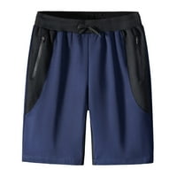 Muški kratke hlače Sportska boja Block Srednji struk Zipper džepovi kratkog sive m