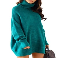 Cindysus ženske pletene džempere visoki vrat džemper od punog boja koznog kočija pulover s dugim rukavima