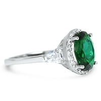 3. Carat zeleni smaragdni ovalni jastuk rezan vintage zaručni prsten za žene veličine 11