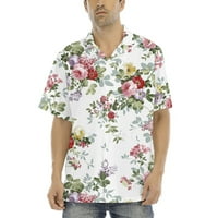 Muška majica Muške havajske majice kratki rukav casual gumb dolje na plaži cvijeću
