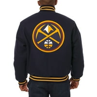Muška JH dizajn mornarica Denver Nuggets Big & visoka sva vuna jakna s kožnim logotipom
