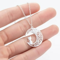 Frehsky ogrlice za žene mačke Moon ogrlica Hollow Moon Cans Nakit Pokloni za mačke Ljubitelji Žene Tinejdžeri Birthred Božić