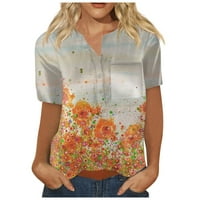 Strungten cvjetni vrhovi za žene, žensko dugme dole modne ležerne majice kratkih rukava Bluza Ljetni