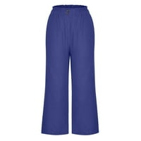 Fartey ženske pamučne posteljine cpari hlače sa gumbom elastične visoke struk labave pantalone sa dnevnim