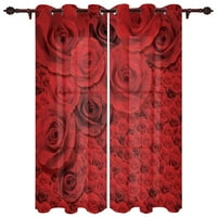 Crvene ružne cvijeće Crne luksuzne zavjese za dnevnu sobu Prozor prozora zavjese za spavaću sobu
