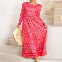Haljine za žene Casual dugih rukava Boho haljine Bohemian Style cvjetni print High struk Maxi haljine