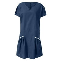 Ženske oblače Solid V-izrez Shift Srednji duljina Ležerne prilike kratkih rukava Blue 2xL