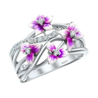 Frehsky prstenovi ženske ljubičaste boje za ljepilo za ljepilo za pečenje s dijamantnim zaručničkim